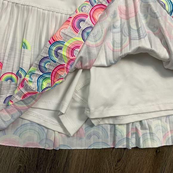 Lucky in Love Over the Rainbow Pleated Tennis Skirt Girls 14 White Pink Golf Fun - Picture 5 of 7